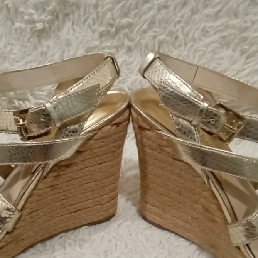 Michael Kors Elegant Gold Strappy Women's Wedges - Picture 8 of 8